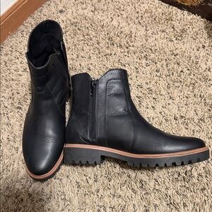 Black Ankle Boots with Brown Sole